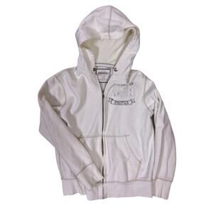 Aeropostale White Y2K Zip Hoodie‎ Mens L VTG Skate Thermal Hood Missing String
